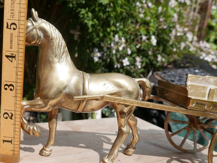 Horse Pulling a Carriage - Sculpture - figurine - statue - Vintage Solid Brass