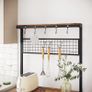 Kitchen shelf in industrial design, standing shelf for the kitchen, shelf levels in wood look, 10 hooks, metal grid shelf, for microwave, dishes, 84 x 40 x 170 cm, vintage, dark brown Image 5