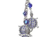 Keychain. EVIL EYE Lucky Blue Crystal Tortoises KeyChain.