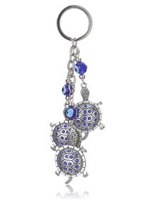 Keychain. EVIL EYE Lucky Blue Crystal Tortoises KeyChain.