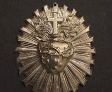 Large Heavy Metal Sacred Heart Medallion