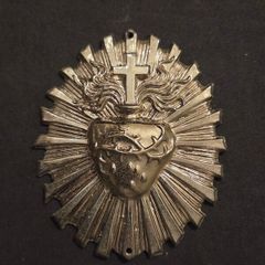 Large Heavy Metal Sacred Heart Medallion