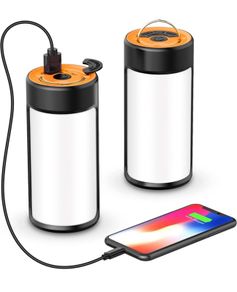 LED Camping Lights, CT CAPETRONIX Rechargeable Camping Lanterns with 400LM 5 Light Modes Water-Resistant, Portable Emergency Tent Lights for Camping Power Cuts 2-Pack, Orange (FREE POSTAGE)
