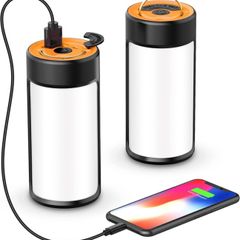 LED Camping Lights, CT CAPETRONIX Rechargeable Camping Lanterns with 400LM 5 Light Modes Water-Resistant, Portable Emergency Tent Lights for Camping Power Cuts 2-Pack, Orange (FREE POSTAGE)