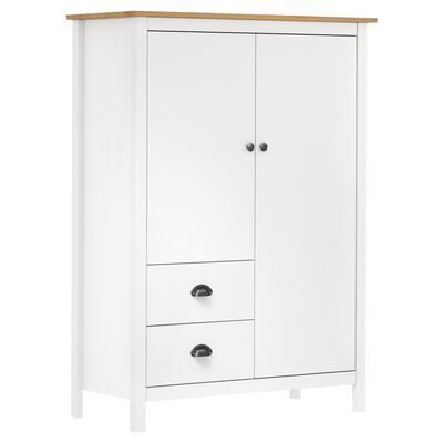 _2-Door Wardrobe Hill Range White 99x45x137 cm Solid Pine Wood