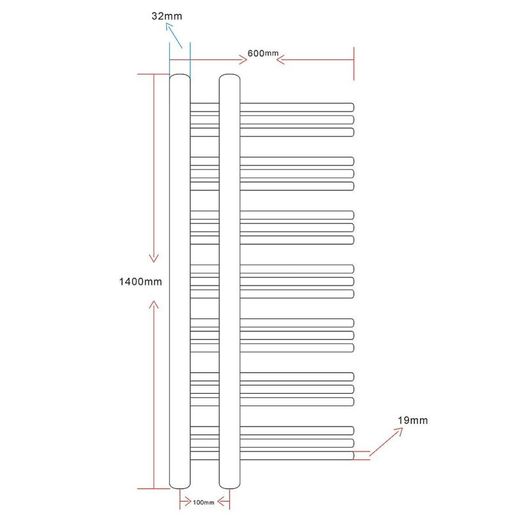 Bathroom Radiator Central Heating Towel Rail E Shape 600 x 1400 mm