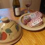Stunning Large and Heavy Irish Studio  Pottery Hand-Potted and Hand-Painted Cheese Dome and Underplate By Ballydougan Pottery, Armagh, Northern Ireland, Apple Pattern, Excellent Condition Image 2
