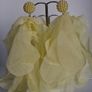 Lemon Yellow Pearl Cluster Stud Glass Inlay Extravagant Chiffon Petal Tassel Earrings Image 3