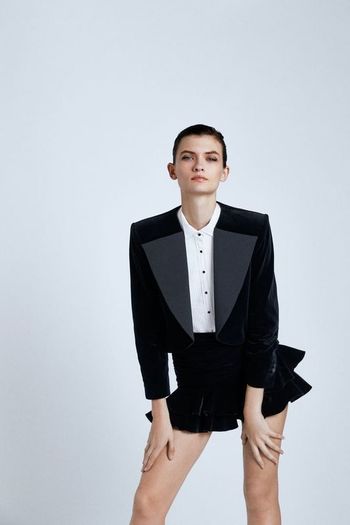 Zara Velvet Jacket With Contrast Lapels