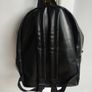 Black Faux Leather Waterproof Backpack, Zip Pocket, Tan Lining Image 3