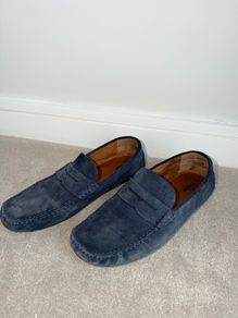 Dune Bradlay Men's Navy Suede Driver Loafers - Size UK 10