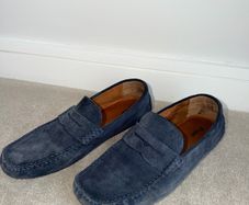 Dune Bradlay Men's Navy Suede Driver Loafers - Size UK 10