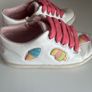 Zara girls white leather ice cream with pink laces summer trainers Sz UK7/EU 24 EUC Image 2