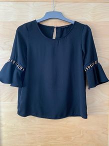 River Island Black & Gold Bell Sleeve Top