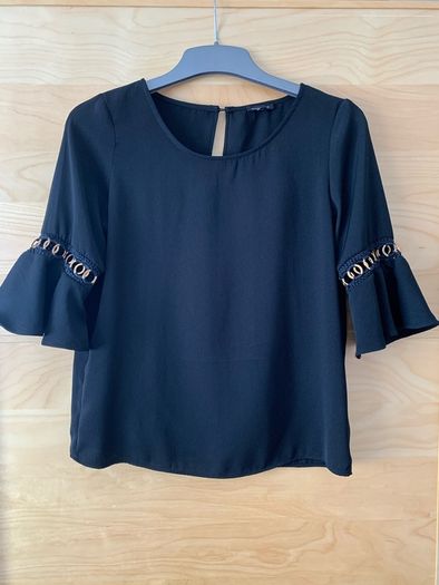 River Island Black & Gold Bell Sleeve Top