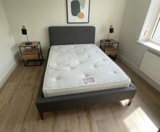 Complete Double Bedroom Set - Bed, Mattress, 2 Tables & 2 Lamps (Like New)