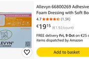 Allevyn  Adhesive Foam Dressing with Soft Border 7.5 cm x 7.5 cm x 10 Pack of 10