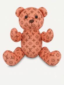 Luxury-Inspired Monogram Pattern Plush Teddy Bear