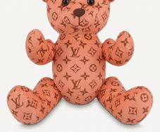 Luxury-Inspired Monogram Pattern Plush Teddy Bear