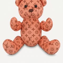 Luxury-Inspired Monogram Pattern Plush Teddy Bear