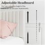 4ft6 Double Bed Frame, Upholstered Platform Bed with Adjustable Velvet Headboard, Sturdy Wooden Slats, Silent Design, No Spring Mattress Required, Easy Assembly Beige,Double Image 7