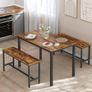 New 3 Piece Set Dining Set Rustic Brown Image 6