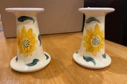 A Pair of Avoca Blue Irish Pottery Candlesticks