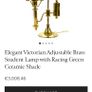 Elegant Victorian Adjustable Brass Student Lamp with Racing Green Ceramic Shade Image 5