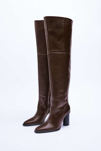 Zara Leather Over The Knee Boots