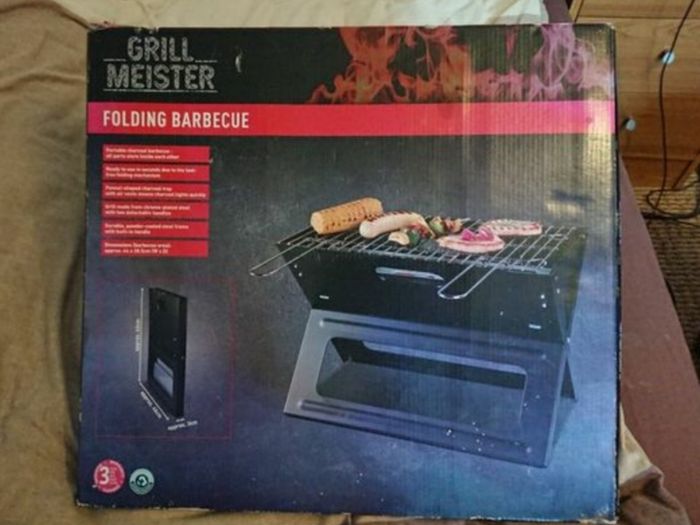 GRILL MEISTER Folding Barbecue. Camping summer birthday party relaxing. House clearance sale unwanted stuff gift car boot sale. Summer beach caravan park