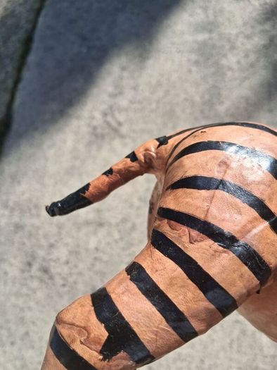 Mid Century Leather 11 Inch Zebra and Foal (Handpainted )
