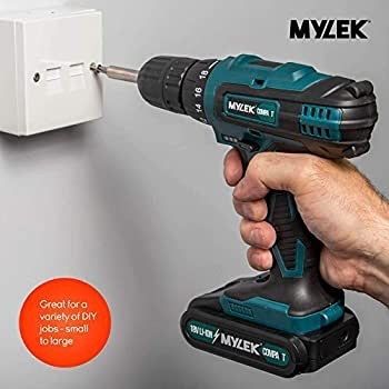 18V Cordless Drill - Lithium Ion Drills Driver Screwdriver Set - 13 Piece Combi Accessory Kit - LED Worklight, 18 Volts (FREE POSTAGE)