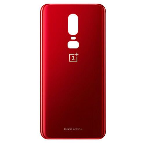 For OnePlus 6 1+6  Rear Battery Cover Back Glass Panel Red & Adhesive - FHTOP6BCR