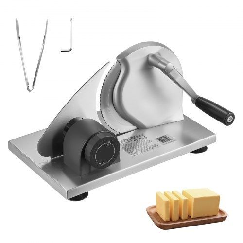 Manual Bread Slicer, 0-15mm Adjustable Thickness Cheese Cutter, Hand-Cranked Bread Slicer with Micro-Serrated Stainless Steel Blade for Kitchen, Bakery, Party