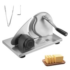 Manual Bread Slicer, 0-15mm Adjustable Thickness Cheese Cutter, Hand-Cranked Bread Slicer with Micro-Serrated Stainless Steel Blade for Kitchen, Bakery, Party