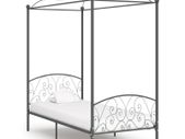 Canopy Bed Frame Grey Metal 90x200 cm