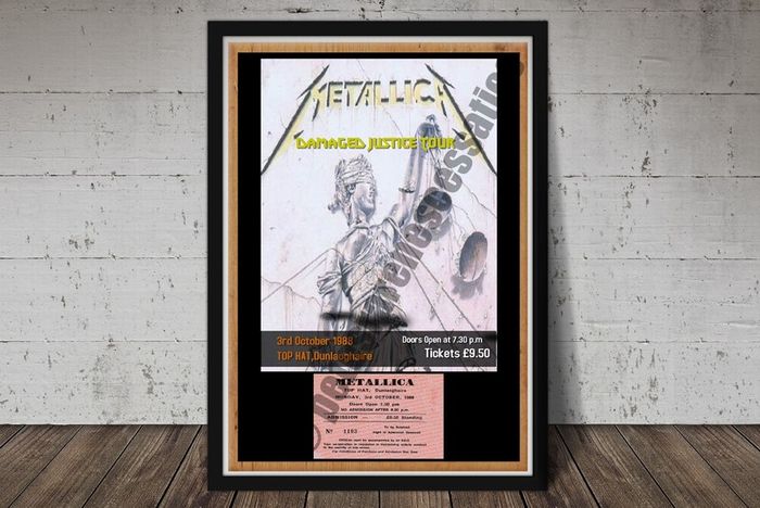 Metallica Vintage Concert Poster Top Hat Dunlaoghaire Dublin 1988 + Ticket Reproduction Print