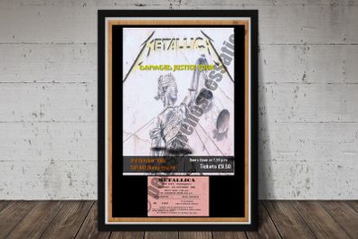 Metallica Vintage Concert Poster Top Hat Dunlaoghaire Dublin 1988 + Ticket Reproduction Print