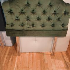 Luxurious Olive Green Velvet Single Headboard Excellent Condition