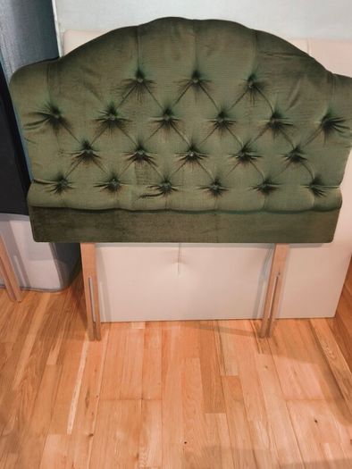 Luxurious Olive Green Velvet Single Headboard Excellent Condition