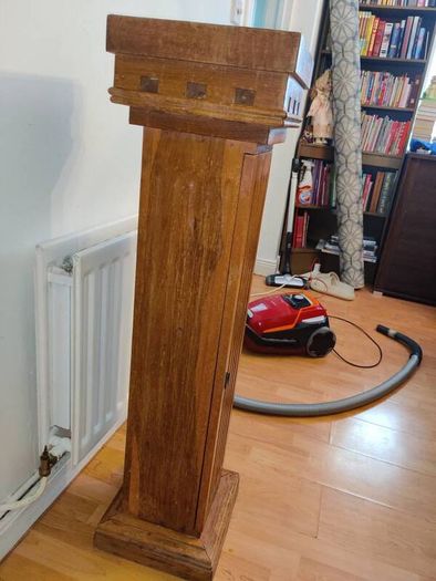Vintage Wooden DVD Storage Tower Column Cabinet Pillar Stand