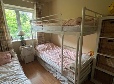 Cream steel bunk beds
