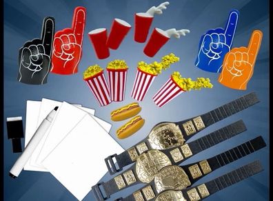 Wrestling Figure Foam Fingers, Fan Signs, Hotdogs, Popcorn & Belts