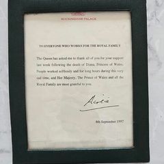 Buckingham Palace Diana Memorial Period Letter (1997)