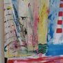 Original Abstract Painting Dublin Cityscape Poolbeg Chimneys And Convention Centre Dublin  Painting Image 3