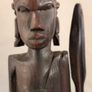 African Wooden Figures Pair Warrior Spear Water Carrier Hand Carved Image 7