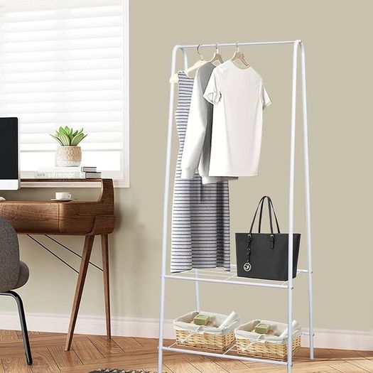 NEW SALE | Clothes Rail Stand Garment Coat Rack with Metal Shelf, Frame for Bedroom, Saving Space Clothes Rail,1.5m