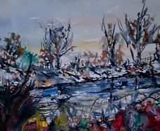 winter river watercolour