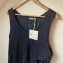 BNWT Navy Asymmetrical Layered Linen Dress Sleeveless Gathered Hem Image 2