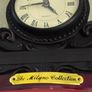 Vintage Bronze-toned Table Clock - Quartz Movement with Wooden Base by The Milano Collection in working order. Image 5